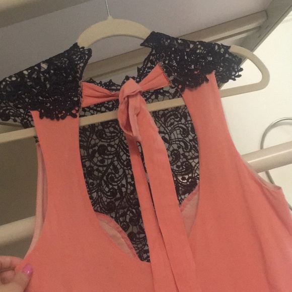 Black Lace/Tan Dress with Open Back - Picture 2 of 2